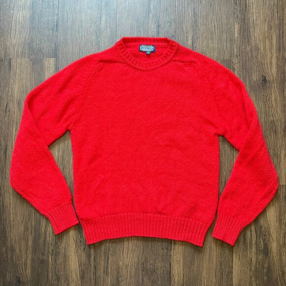 Lands’ End Shetland Wool Sweater Red Crewneck — Made in Scotland (M) - Picture 1 of 8
